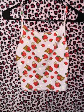 Women’s Pink Strawberry & Bear Tank Top
